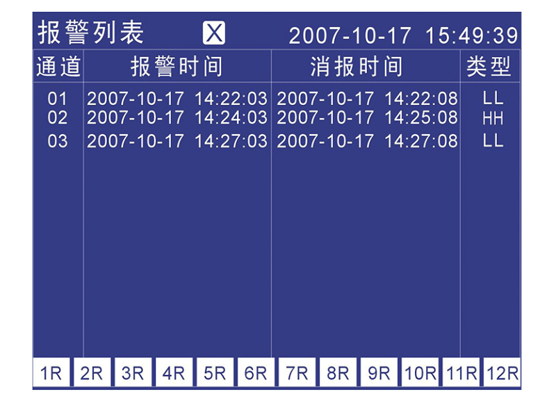 MIK-R4000D记录仪报警列表