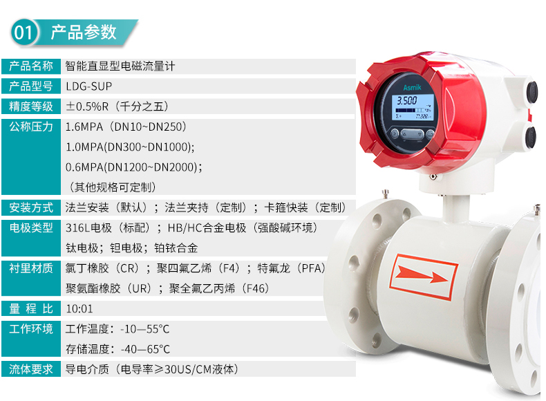 电磁流量计产品参数